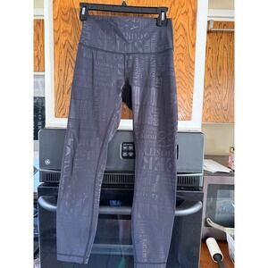 Lululemon Wunder Under High Rise Tights Black Manifesto Print Leggings Full Lgh